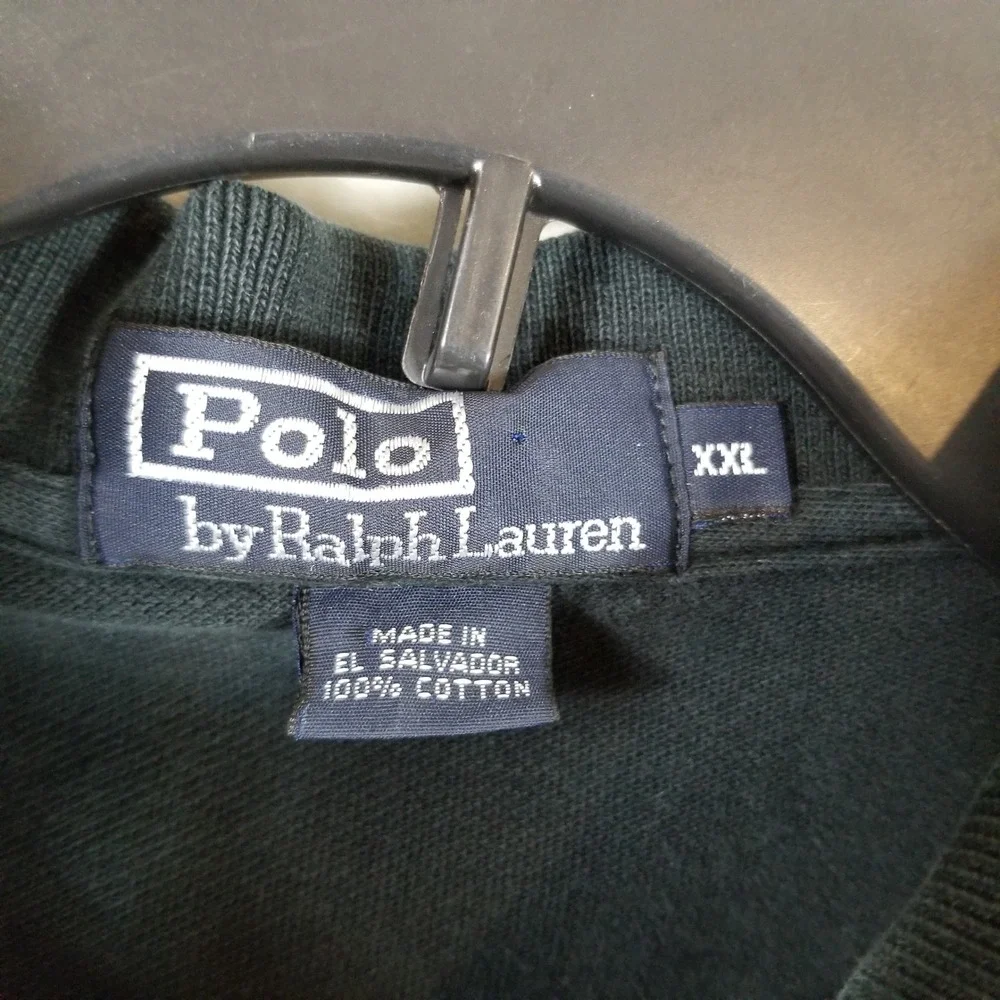 Polo Ralph Lauren Mens XXL Long Sleeve Polo Shirt Black Cotton‎ Pique Red Pony